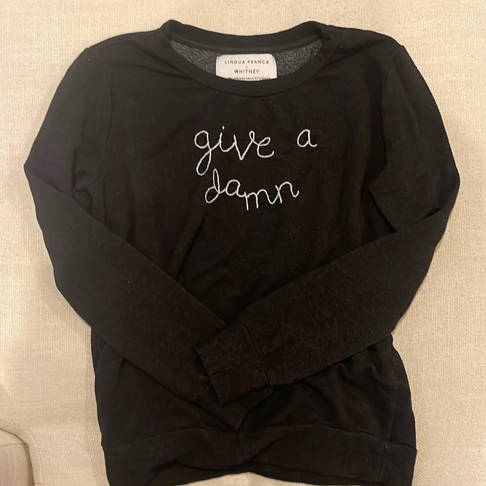 Lingua Franca x Whitney size S sweatshirt “give a damn”